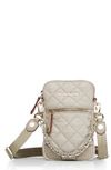 MZ WALLACE MICRO CROSBY QUILTED OXFORD NYLON CONVERTIBLE CROSSBODY - BEIGE,10251099