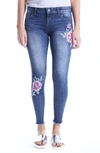 KUT FROM THE KLOTH CONNIE EMBROIDED FRAYED HEM ANKLE SKINNY JEANS,KP0058MF6