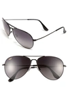 Maui Jim Mavericks 61mm Polarizedplus2 Aviator Sunglasses In Glossy Black/ Neutral Grey