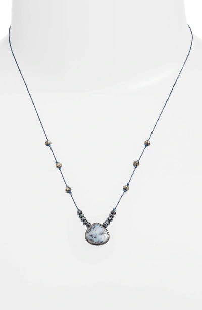 Ela Rae Sylvie Semiprecious Stone Necklace In Dendrite/ Hematite/ Cobalt