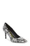 Calvin Klein 'gayle' Pointy Toe Pump In Black/ White Leather