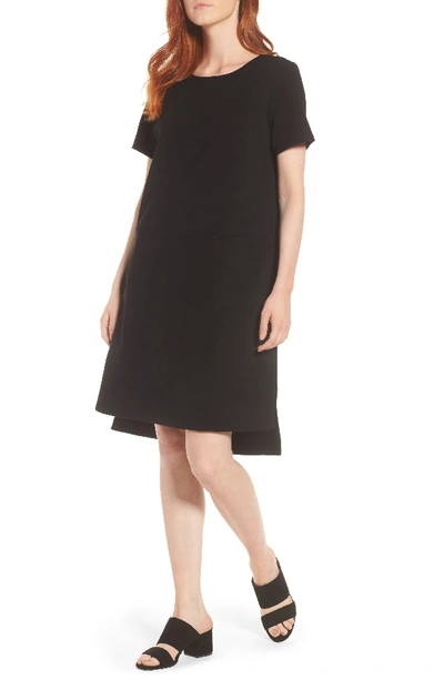 Eileen Fisher Tencel Lyocell Blend Knit Shift Dress In Black