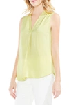 Vince Camuto Sleeveless V-neck Rumple Blouse In Mint Lime