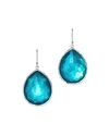 Ippolita Sterling Silver Wonderland Mother-of-pearl & Clear Quartz Doublet Teardrop Earrings In Tide In Silver/blue