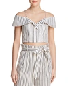 ALICE AND OLIVIA ALICE + OLIVIA HAYDEE COLD-SHOULDER STRIPED CROPPED TOP,CC803R04022