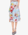 VINCE CAMUTO FADED BLOOMS FLORAL-PRINT TIERED SKIRT