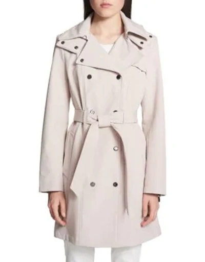 Calvin Klein Hooded Double-breasted Water-resistant Trench Coat, Created For Macy's In Blush
