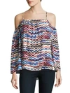 VINCE CAMUTO Printed Cold-Shoulder Top,0400097696010