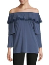 LOVE SCARLETT Tiered-Sleeve Off-The-Shoulder Top,0400097411821