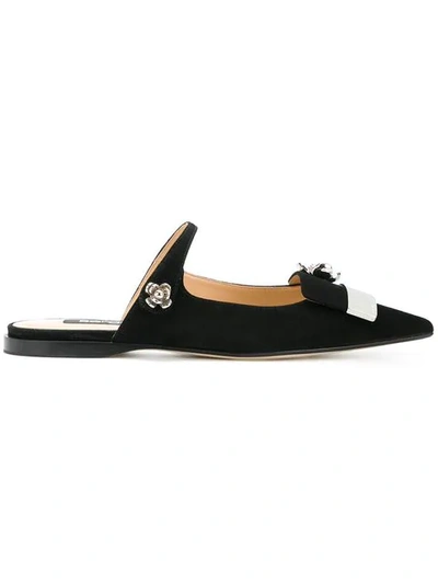 Sergio Rossi Floral Embellished Pointed Shoes In Black