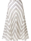 Fendi Striped Silk Gauze Skirt In White