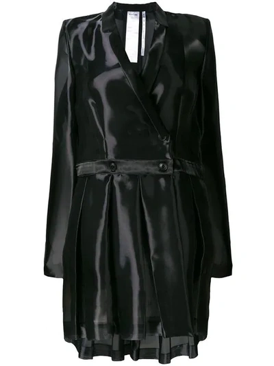 Helmut Lang Iridescent Button Up Coat In Black