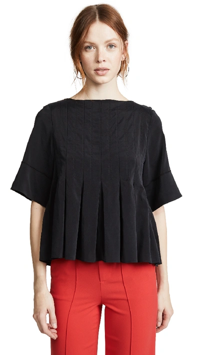 Carven Ruffle Top In Noir