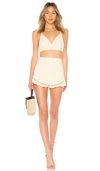 By The Way. Tabitha Ruffle Short Set In Yellow. In Cream