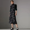 BURBERRY Ruffle Detail Landmark Print Silk Dress,40730591