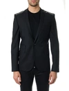 LES HOMMES BLACK WOOL BLAZER WITH LACE-UP DETAIL,10534666