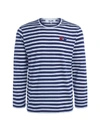 COMME DES GARÇONS PLAY COMME DES GARÇONS PLAY MENS DOUBLE HEART STRIPED SWEATER,P1T228-NAVY