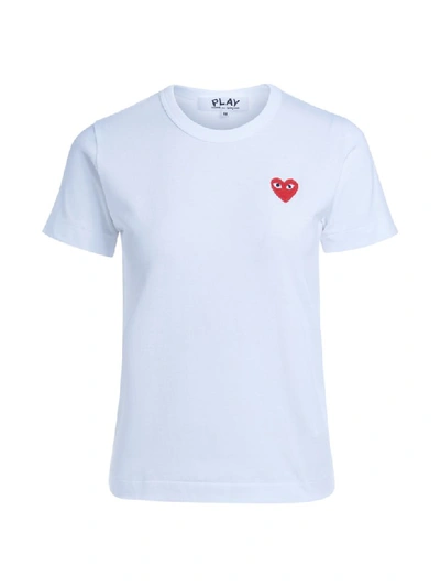 Comme Des Garçons Play White Womens T-shirt With Red Heart In Bianco