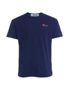 COMME DES GARÇONS PLAY COMME DES GARÇONS PLAY BLUE T-SHIRT WITH DOUBLE HEART,P1T226-NAVY