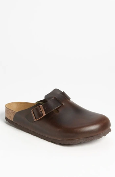 Birkenstock Men's Soft Footbed Boston Leather Shoes Men's Shoes In Brown