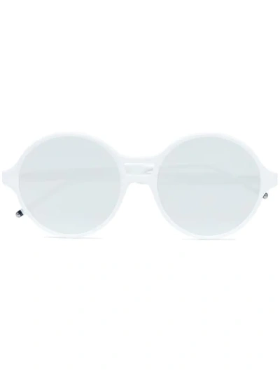 Thom Browne 圆框镜面太阳眼镜 In White