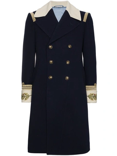 Gucci Admiral Wool Cashmere-blend Top Coat In Blue