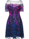 MARCHESA NOTTE FLORAL EMBROIDERED MESH DRESS,N19C045212767333
