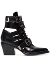 CHLOÉ black Reilly 60 leather buckle ankle boots,CHC18U0060612712553