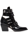 Chloé Rylee Cutout Glossed-leather Ankle Boots In Black