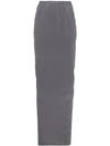 Rick Owens Split Back Silk Skirt In Grey