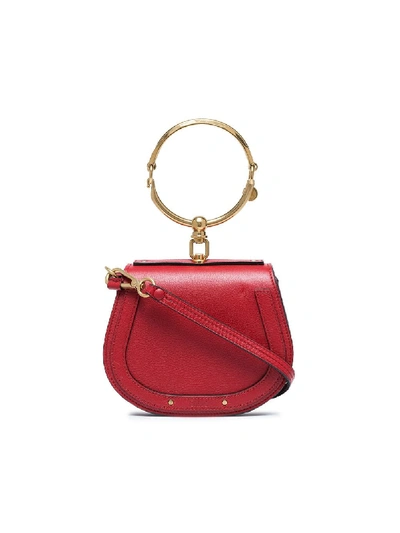 Chloé Chloe Small Nile Bracelet Bag Calfskin & Suede In Red In Plaid Red