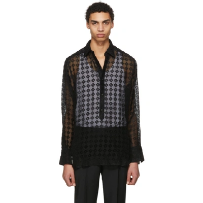 Givenchy Geometric Semisheer Silk-blend Shirt In 001 Black