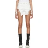 R13 R13 WHITE SHREDDED SLOUCH SHORTS,R13W0190-417