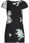 MILLY MILLY WOMAN FLORAL-PRINT COTTON-BLEND FAILLE MINI DRESS BLACK,3074457345618607611