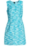 MILLY WOMAN COTTON-BLEND JACQUARD MINI DRESS TURQUOISE,US 13331180551685766