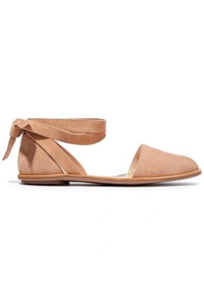Loeffler Randall Woman Lace-up Suede Point-toe Flats Blush