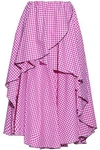 CAROLINE CONSTAS WOMAN ASYMMETRIC GINGHAM COTTON SKIRT VIOLET,GB 7789028784022820