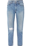 GRLFRND KIARA DISTRESSED HIGH-RISE STRAIGHT-LEG JEANS