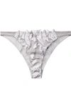 FLEUR DU MAL LILY LACE EMBROIDERED SATIN AND STRETCH-TULLE BRIEFS