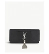 SAINT LAURENT KATE TASSEL CROCODILE-EMBOSSED LEATHER CLUTCH,84281555