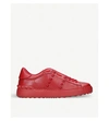 Valentino Garavani Rockstud Untitled Leather Sneakers In Red