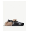 GUCCI NEW RIVER LEATHER AND SHEARLING CLOGS,92336483