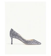 Jimmy Choo Romy 60 Gunmetal Mix Fabric Pointy Toe Pumps With Star Coarse Glitter