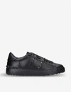 Valentino Rockstud Untitled Noir Leather Sneakers In Black