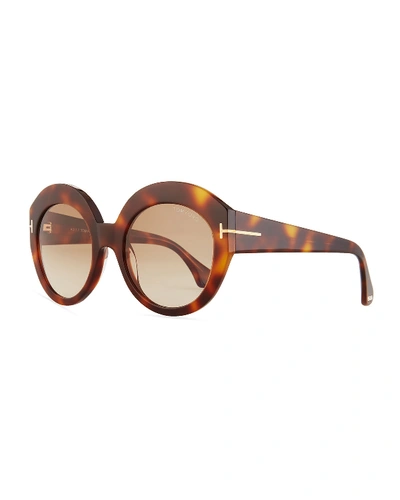 Tom Ford Women's Rachel Round Sunglasses, 54mm In Blonde Havana/brown Gradient
