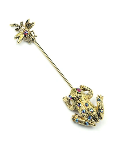 Ben-amun Crystal Frog & Insect Pin In Multi