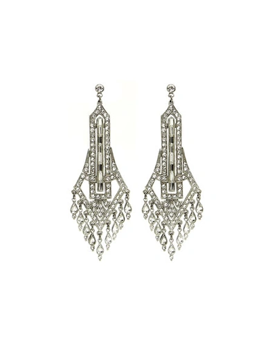 Ben-amun Deco Chandelier Crystal Drop Earrings In Silver