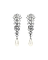 Ben-amun Crystal Fan Earrings W/ Pearly Teardrop In Silver