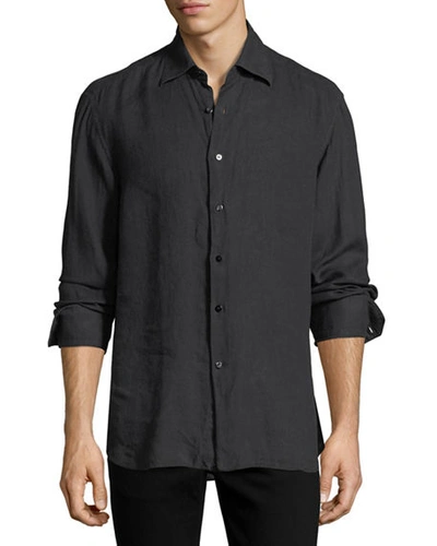 Stefano Ricci Barrel-cuff Linen Dress Shirt