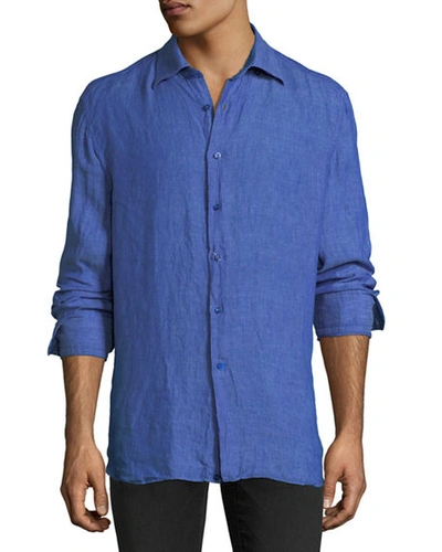 Stefano Ricci Barrel-cuff Linen Dress Shirt